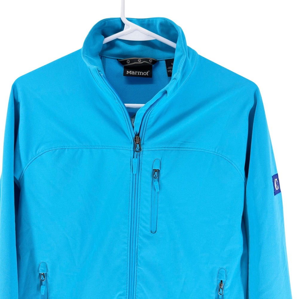 Marmot M3 Softshell Jacket Womens Small Blue Full Zip Stretch Hiking Outdoor